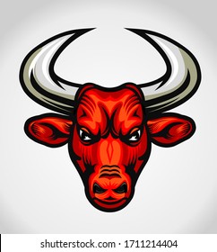 illustration of angry red bull face