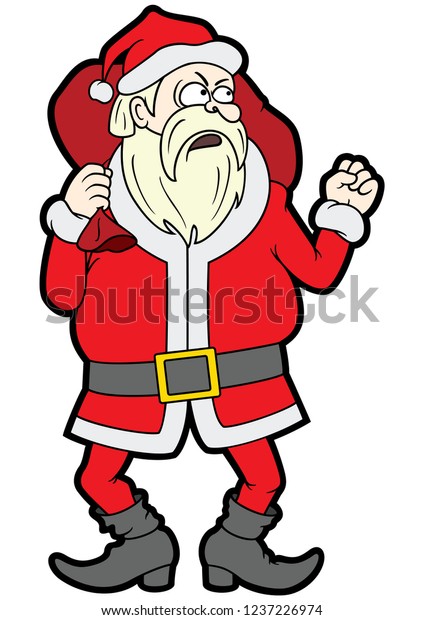 Illustration Angry Santa Claus Gift Bag Stock Illustration 1237226974