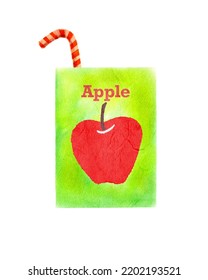 An Illustration Of An Apple Juice Carton Isolated On A White Background