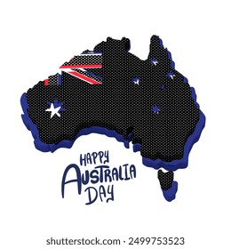 illustration of Australia Day, featuring a stylized map of Australia with the Australian flag. The illustration is bold and colorful, perfect for use in digital and print media. - Powered by Shutterstock