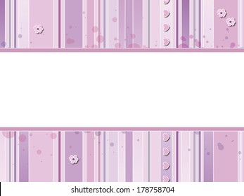 Illustration Of Baby Background With Flowers And Hearts