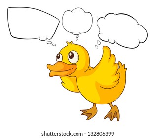 Illustration baby duck thinking white background