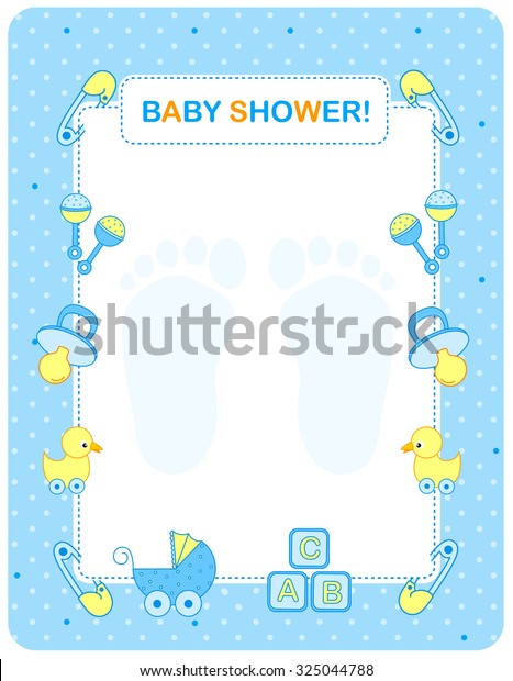 Illustration Baby Shower Invitation Card Border Stock Illustration ...