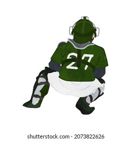 Illustration Of The Back Of A Baseball Catcher 01