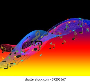 the illustration background with note and bright line.