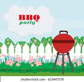 Illustration of backyard barbecue