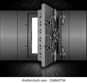 Illustration of a bank vault in a grunge interior