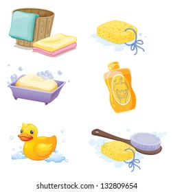 Illustration the bathroom accessories white background