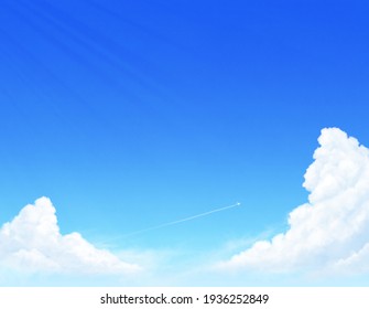 Illustration of beautiful blue sky and contrails - Powered by Shutterstock