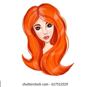 Illustration Beautiful Girl Orange Hair Stock Illustration 617512529 ...