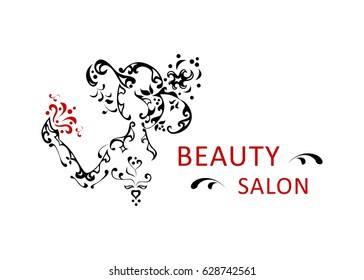 
illustration for the beauty salon with Woman in  hat. - Powered by Shutterstock