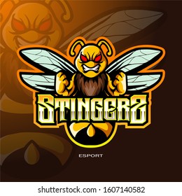 Illustration of Bee stingers mascot esport logo design.