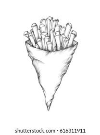 Illustration Of Belgian Fries In A Bag