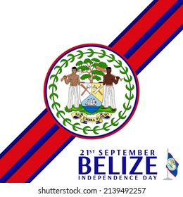 Illustration of Belize Independence Day Celebration with Belize national emblem and flag.