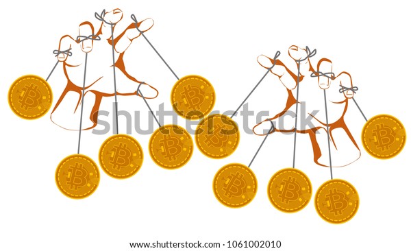 Illustration Bitcoin Ponzi Scheme Hand Controlling Stock Illustration 1061002010