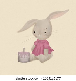 Illustration Bitmap Drawing For Children Cute Animal Rabbit