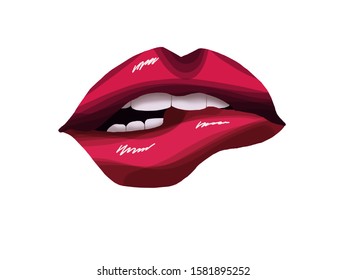 Illustration Bitten Lips On White Background Stock Illustration