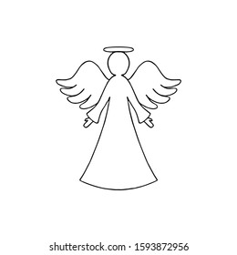 Vector Illustration Black Angel Outline Wings Stock Vector (Royalty ...