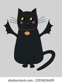 illustration black cat halloween