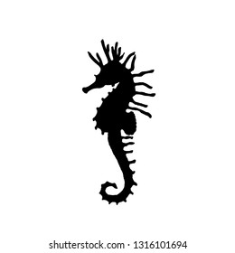 Illustration Black Seahorse Silhouette Hand Drawing Stock Illustration 