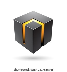 Illustration Of Black And Yellow 3d Bold Cube