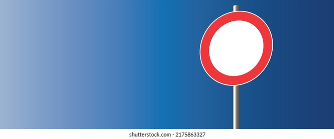 Illustration Of A Blank Road Sign Against The Blue Sky Gradient, Design Template