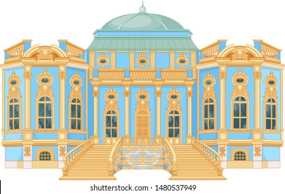 Illustration of blue rococo palace 