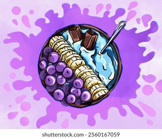 illustration of blueberry banana vanilla smoothie. Healthy food templates - Powered by Shutterstock