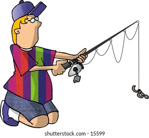 Illustration of a boy fishing