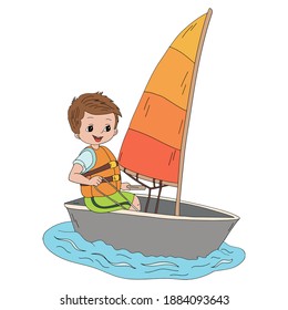 Illustration Featuring Boy On Sailboat Stock Vector (Royalty Free ...