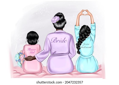 illustration the bride   bridesmaid