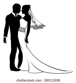 Illustration Bride Groom Silhouette On Their Stock Illustration ...