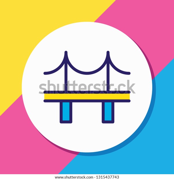 illustration of bridge\
icon colored line. Beautiful public element also can be used as\
golden gate icon\
element.