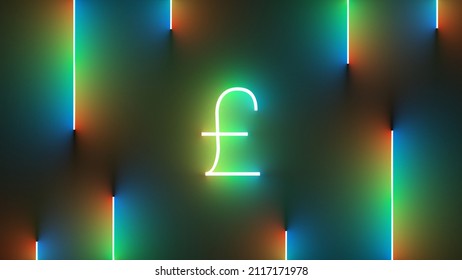 An Illustration Of Bright Pound Sign With Colorful Neon Lights