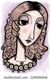 Illustration Of British Writer Mary Shelley. 