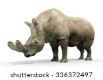 An illustration of Brontotherium on a white background. Brontotherium is an extinct group of large herbivores. It was endemic to North America during the Late Eocene epoch.