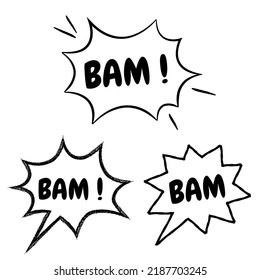 Illustration Bubble Text Greetings Bam. Design Graphic For Comic.