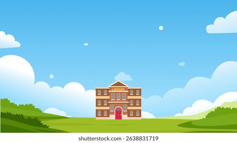 illustration of building background on plain and blue sky