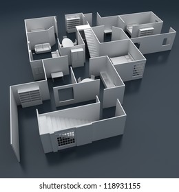 illustration of building floor layout elevation planning