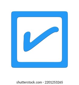 Illustration Of A Bureau Color Check Icon In A Blue Box On A White Background