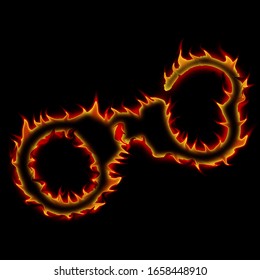 illustration of burning handcuffs on a black background