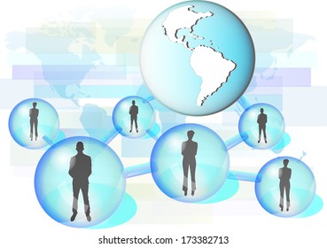 Illustration of business people connected in network with globe. Elements of this image are furnished by NASA 