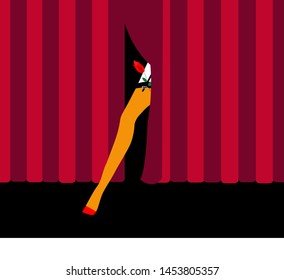 illustration of a cabaret dancer with red rose