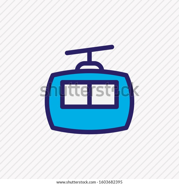 illustration of cabin icon\
colored line. Beautiful vehicle element also can be used as ropeway\
icon\
element.