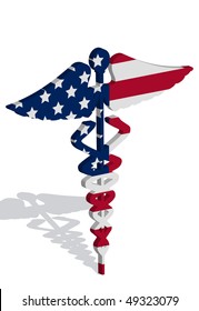 Illustration Of Caduceus Representing US Healthcare Bill