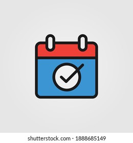 Illustration Of Calendar With Check Mark Icon. Event, Appointment Confirmation Sign. Web Site Page And Mobile App Design Element.