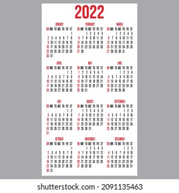 Illustration With Calendar Grid Template For Flip Side Of Vertical Business Card. 