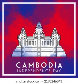 Illustration of the Cambodian flag consisting of smoke colored like the pattern of the Cambodian flag.