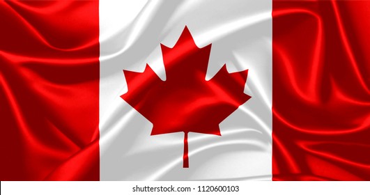 Illustration Of Canadian Waving Flag. Celebrating Canada Day.