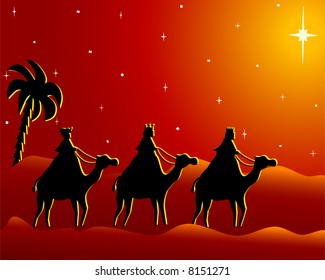 Illustration Card On Three Wisemen Desert Stock Illustration 8151271 